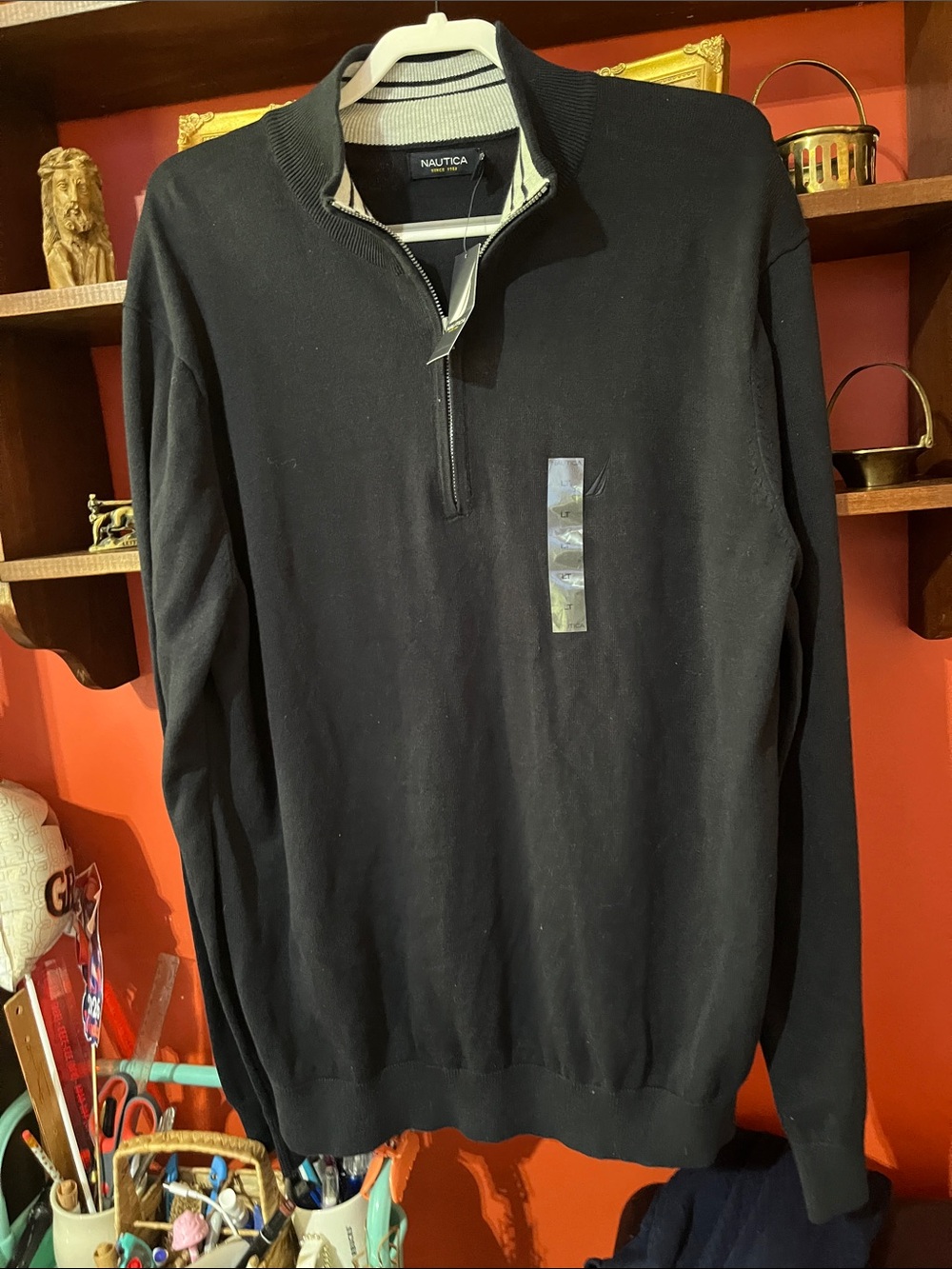 Nautica Men's Quarter-Zip Sweater, Navy Size LT